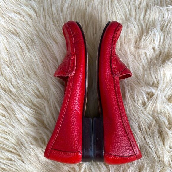 Antonio Melani Red Leather Penny Loafers sz 8 Preppy Nautical Chic Academia - Picture 6 of 11